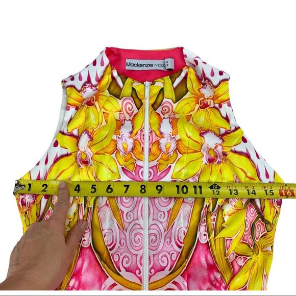 Mackenzie Mode | US 2 | Floral Sleeveless Mini Zip-Up Fit and Flare Dress - Picture 8 of 12